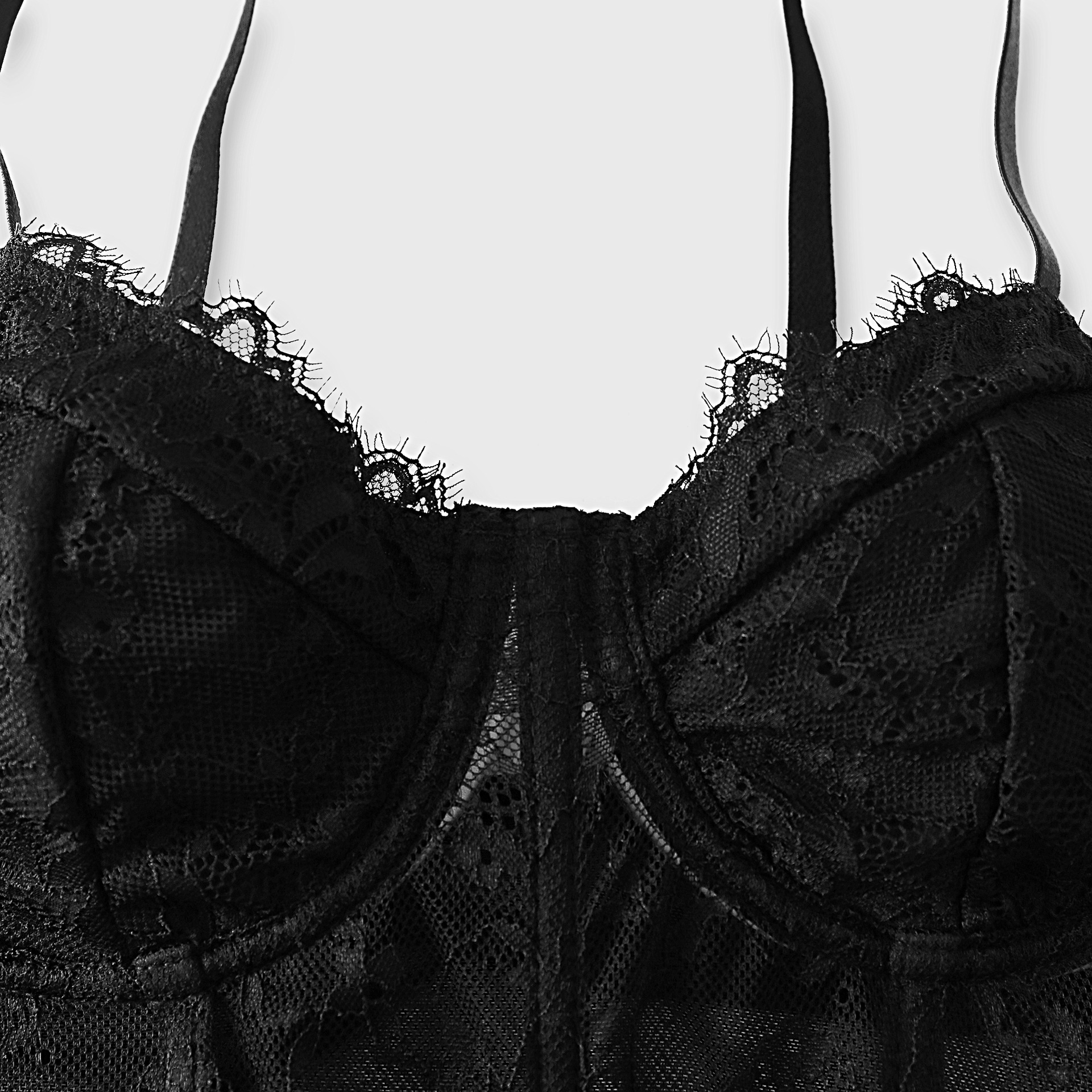 Sexy Black Semi Transparent Br - Sheer Mesh Bra ulasan dan harga