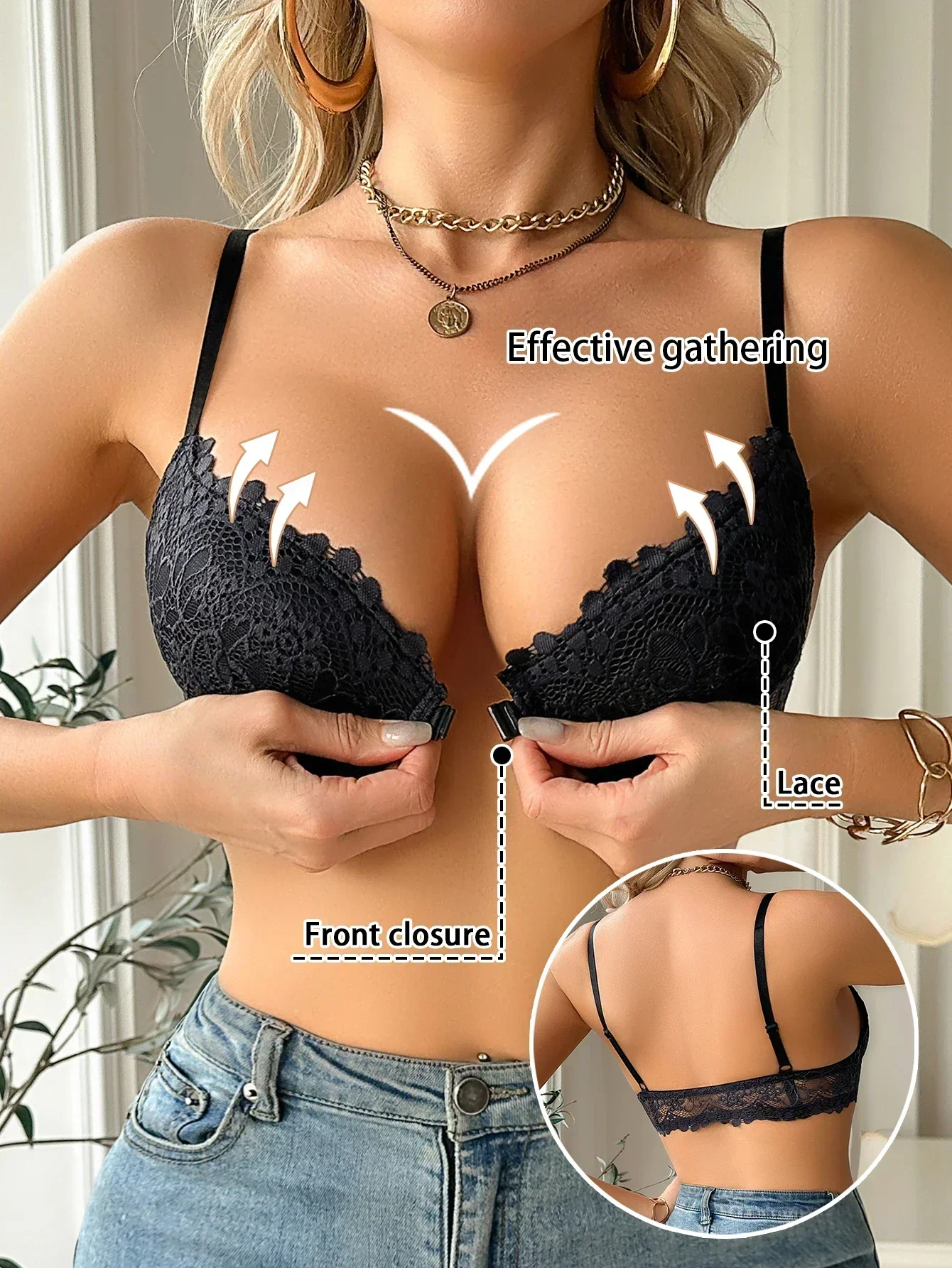 Women's Lace Front Clasp Push  - Cotton Bra Everyday ulasan dan harga