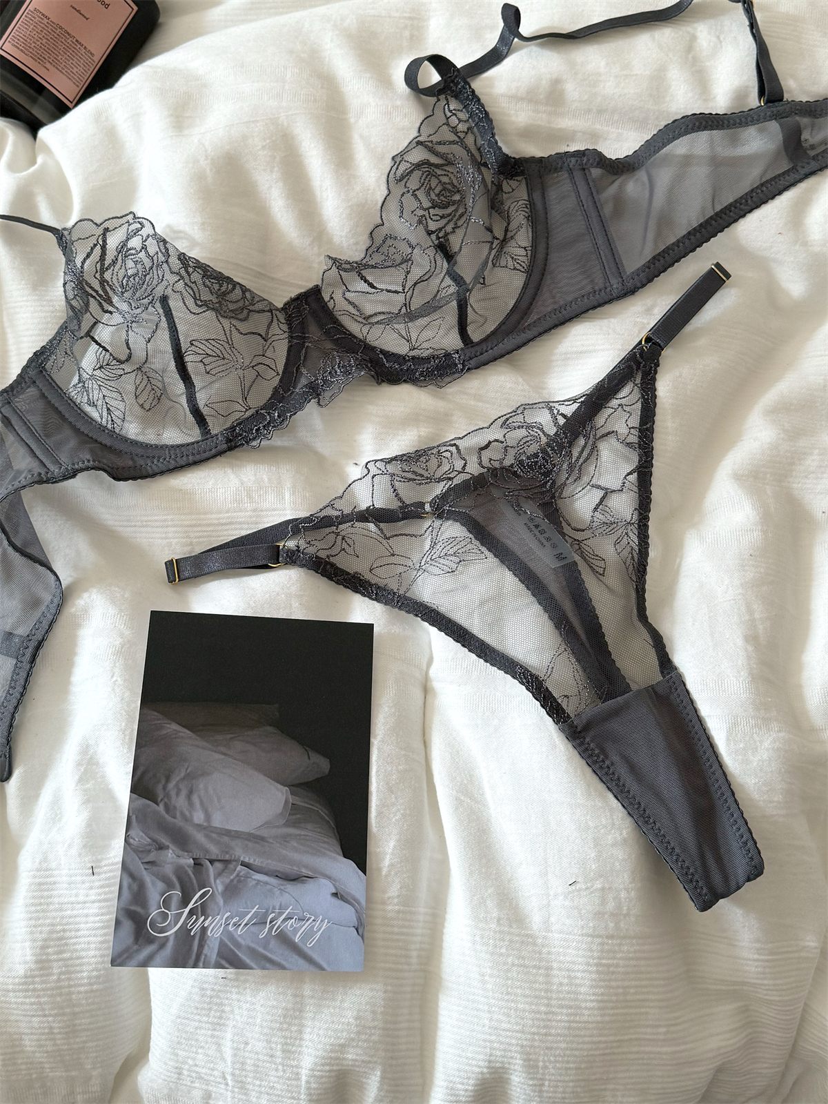Lace embroidered flowers mesh  - Cotton Bra Everyday ulasan dan harga