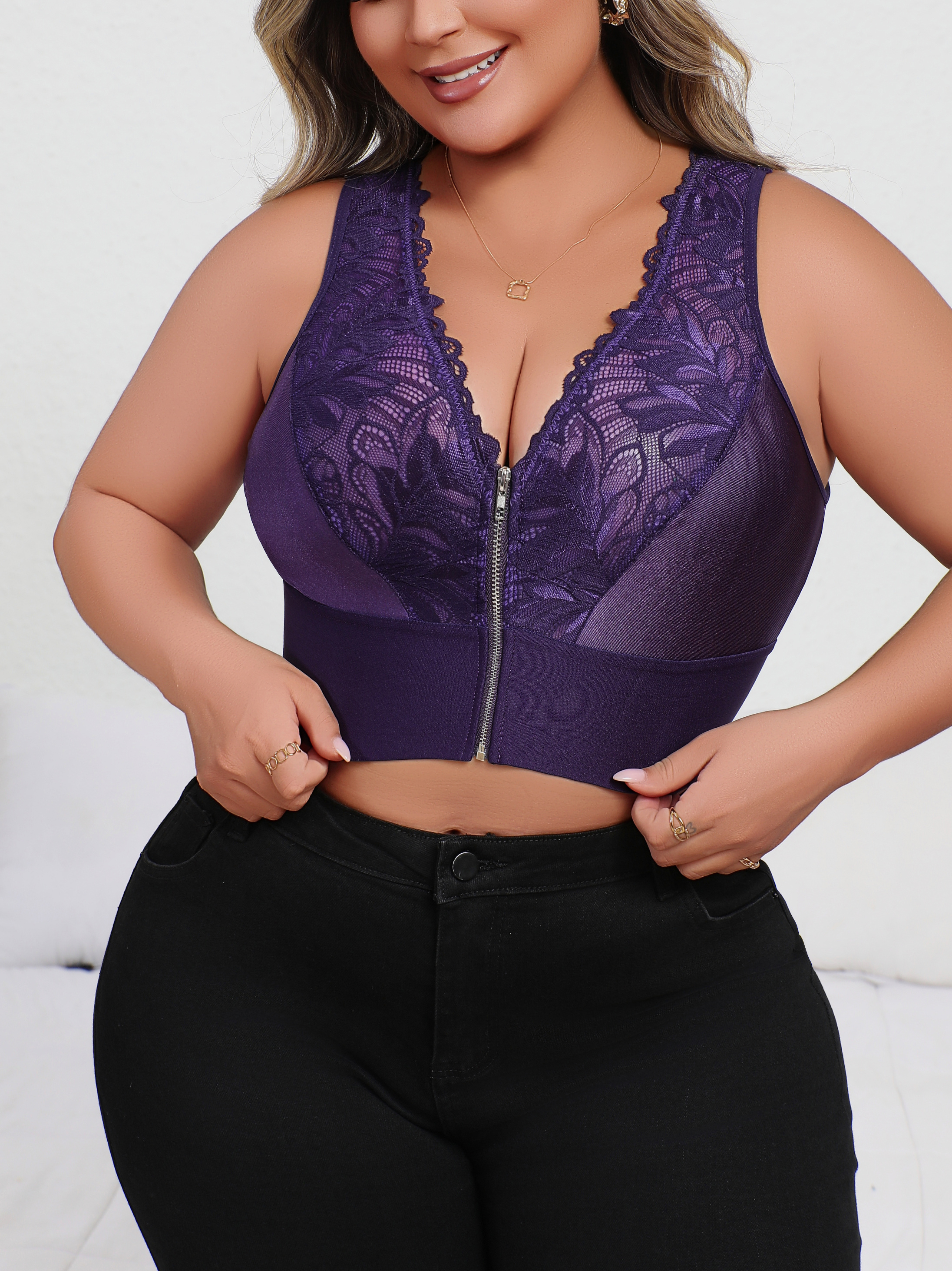 New Arrival Plus Size Sexy Pur - Plunge Bra Push Up ulasan dan harga