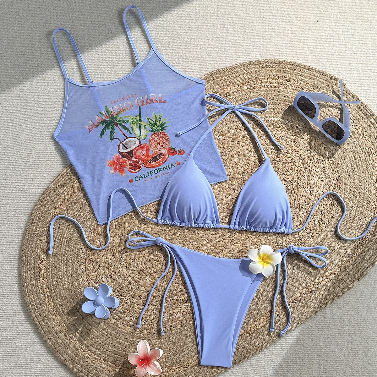Fruit Print Bikini Bra Top Pas - Sheer Mesh Bra ulasan dan harga