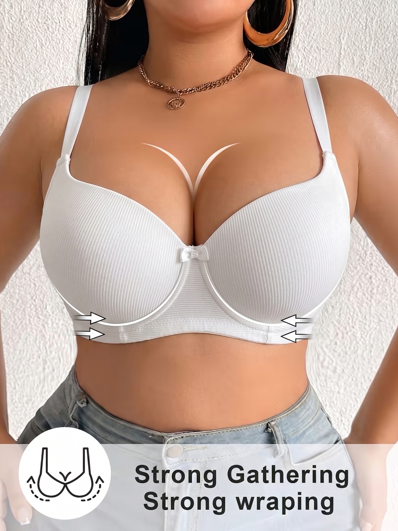 Plus Size Ribbed Women Bra Thi - Minimizer Bra Women ulasan dan harga