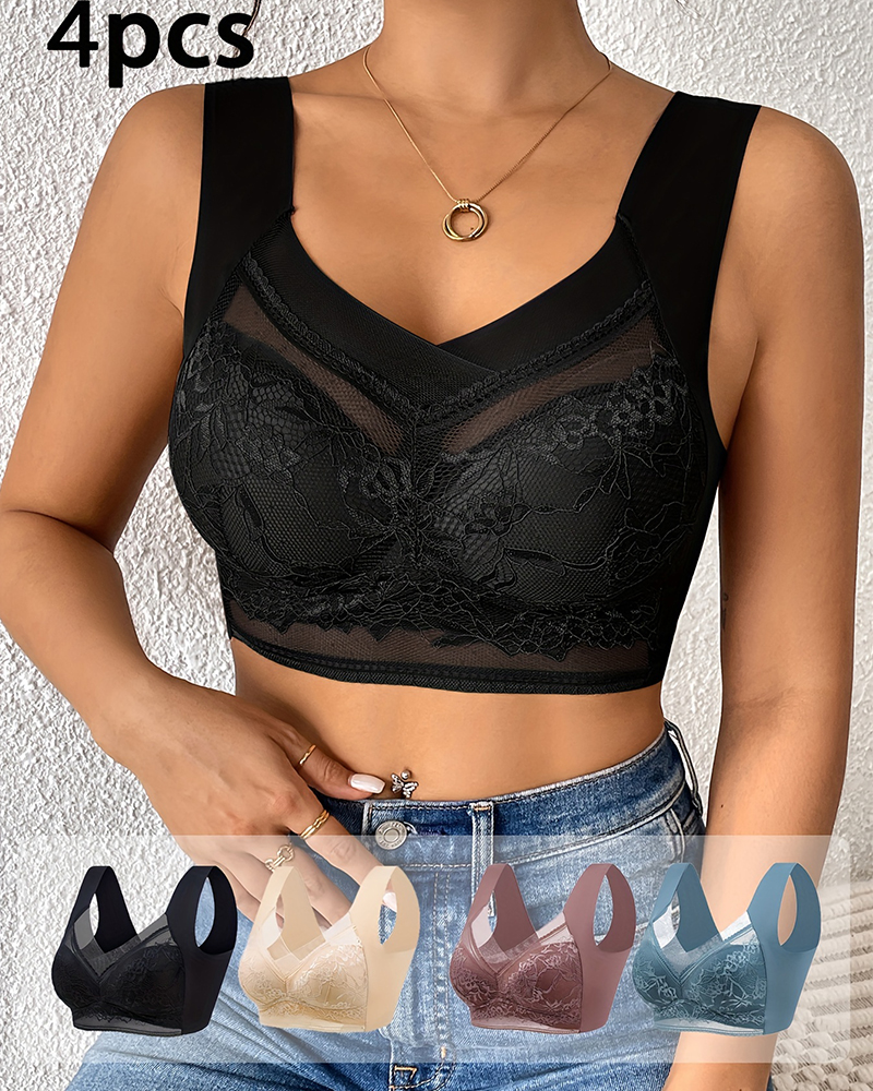 4Pcs Plus Size Women Seamless  - Plunge Bra Push Up ulasan dan harga