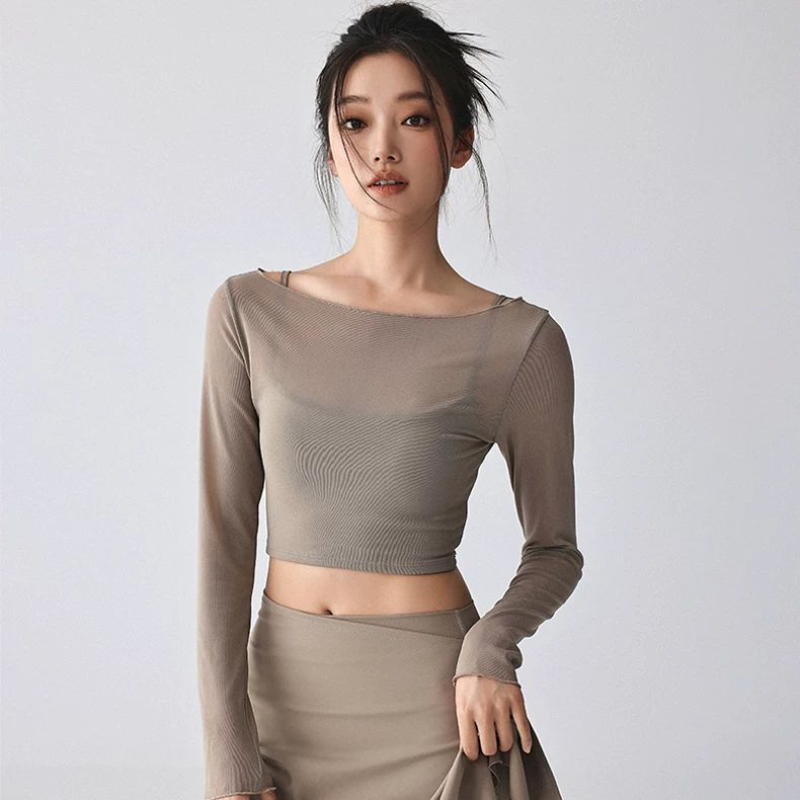 Women's Sheer Mesh Long Sleeve - Sheer Mesh Bra ulasan dan harga