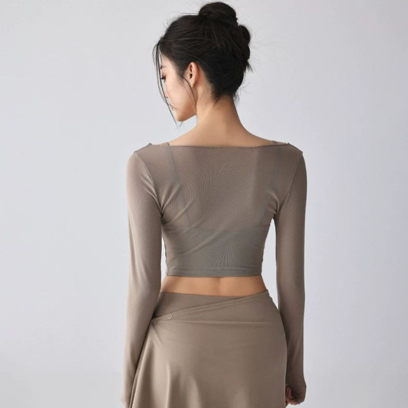 Women's Sheer Mesh Long Sleeve - Sheer Mesh Bra ulasan dan harga