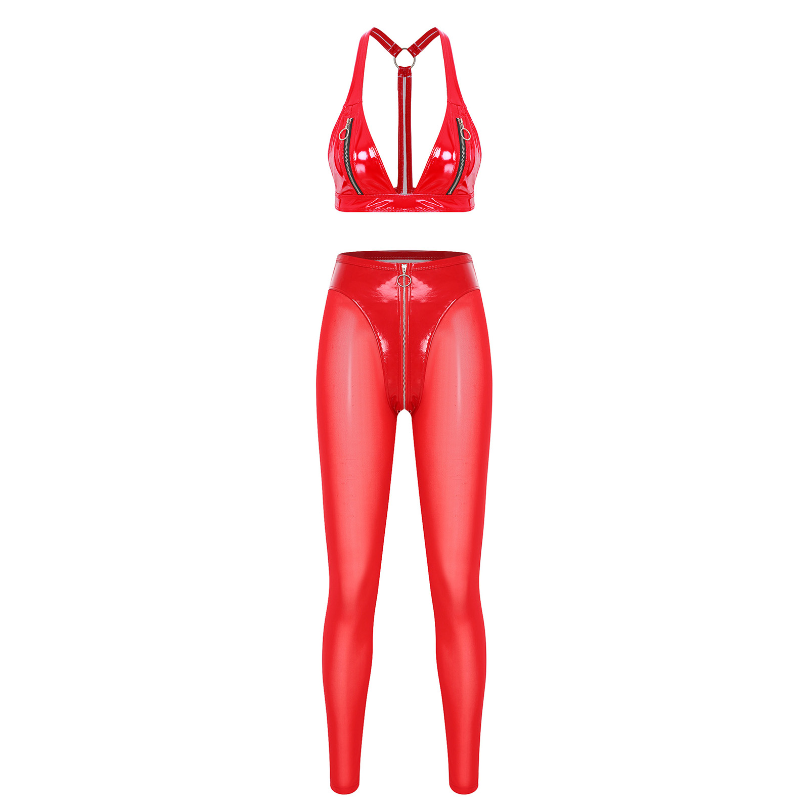 Women Glossy Patent Leather Ou - Sheer Mesh Bra ulasan dan harga
