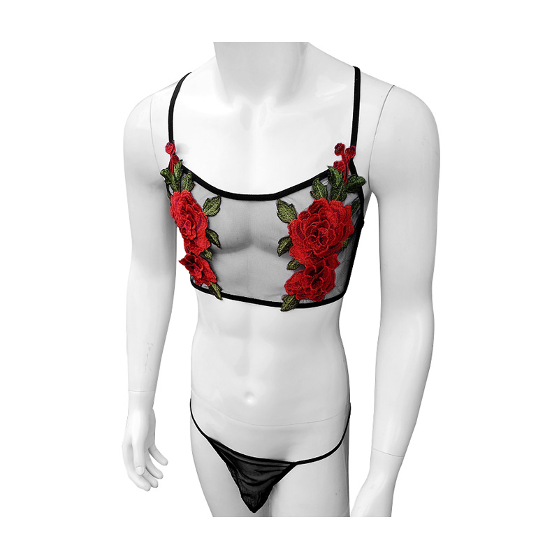 Sexy Embroidery Mens See Throu - Sheer Bra Lace ulasan dan harga