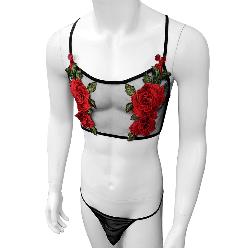 Sexy Embroidery Mens See Throu - Sheer Bra Lace ulasan dan harga