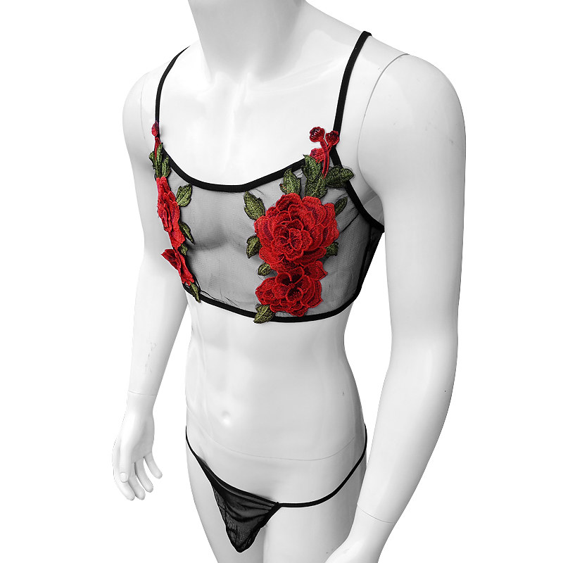 Sexy Embroidery Mens See Throu - Sheer Bra Lace ulasan dan harga