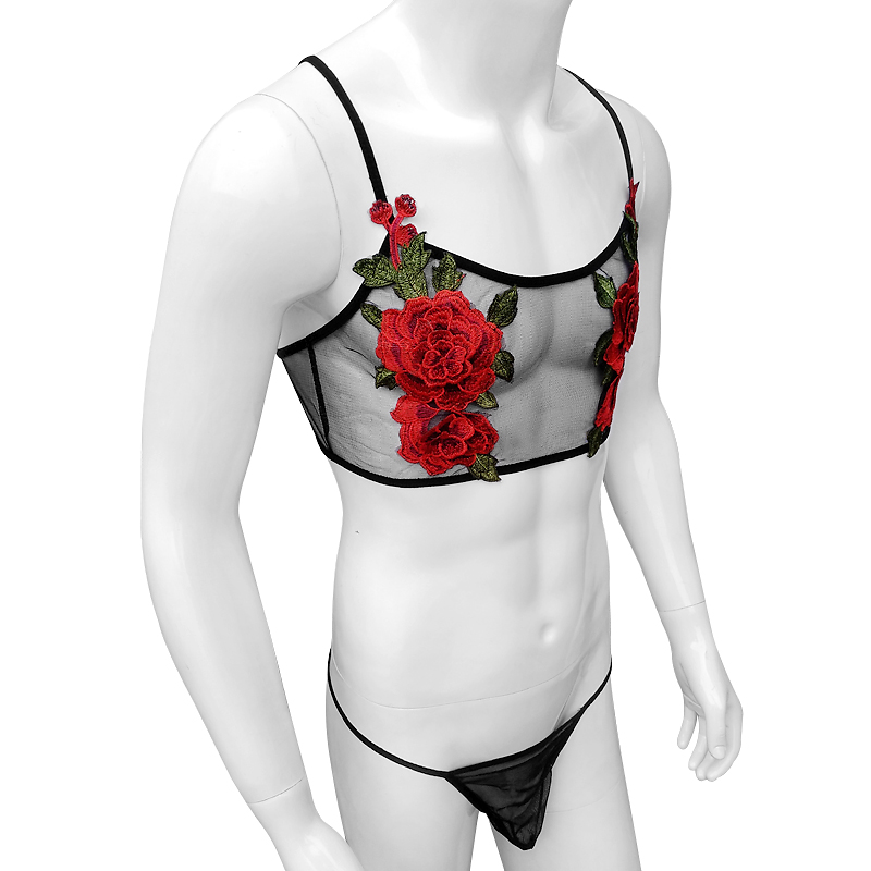 Sexy Embroidery Mens See Throu - Sheer Bra Lace ulasan dan harga